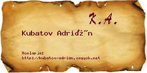 Kubatov Adrián névjegykártya